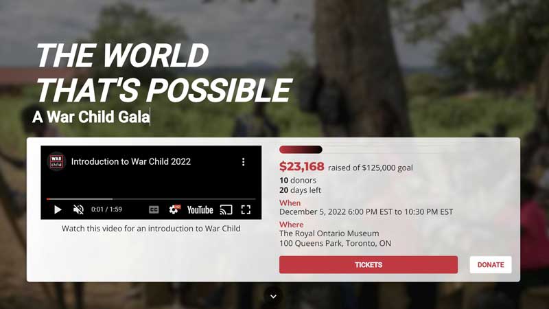Upcoming Event: War Child Canada To Host Star-Studded Gala, The World That's Possible, At The Royal Ontario Museum On December 5Th, 2022